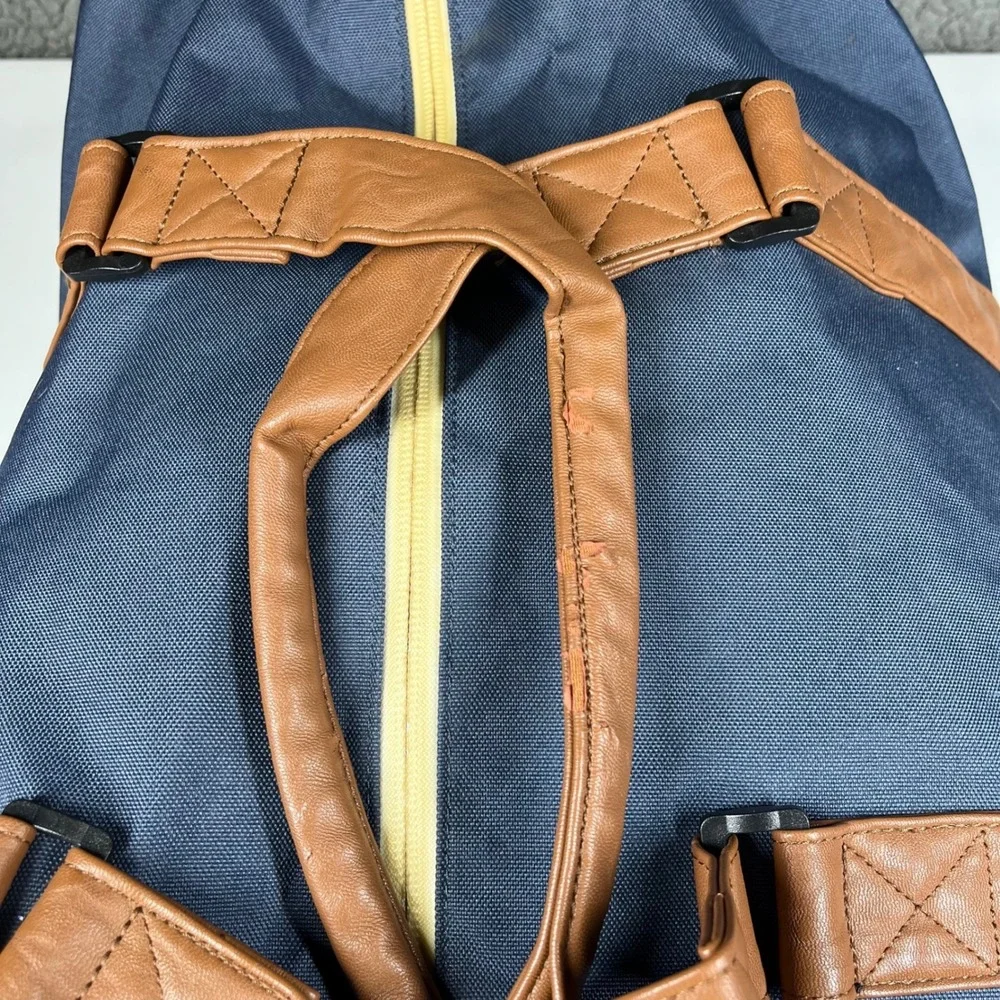Herschel Supply Co Novel Duffle Bag Navy Blue Tan Weekend Travel Gym Bag